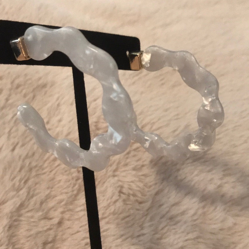 Elegant White Hoop Earrings